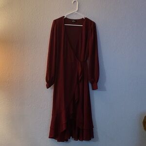 Lulu's Deep Red Long Sleeve Dress